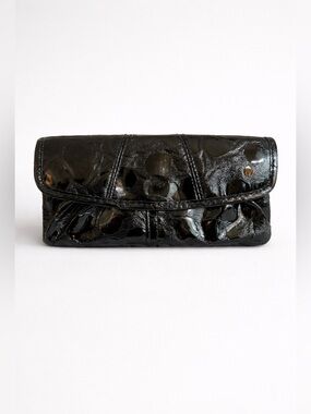 MICHE Y2K Black Patent Croc Embossed Wallet